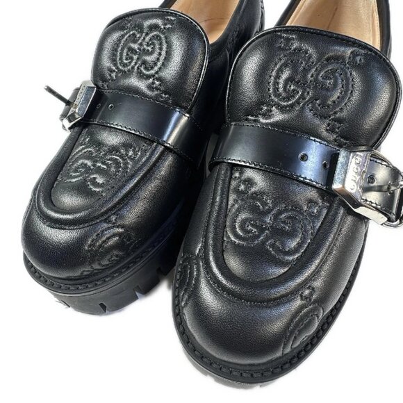 GUCCI GG Matelasse Black Leather Women's Shoes 509-032525 - Picture 3 of 10